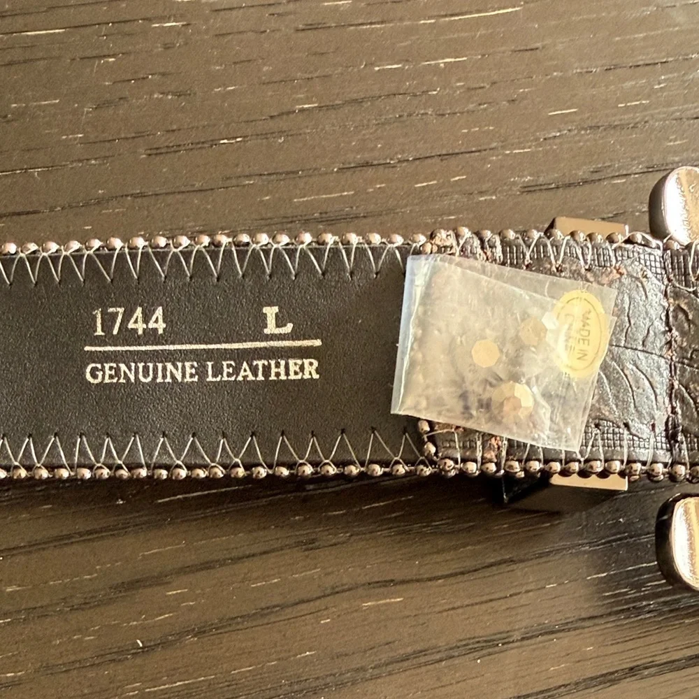 Large Genuine Leather Studded Black Designer Belt Western Cowboy Country